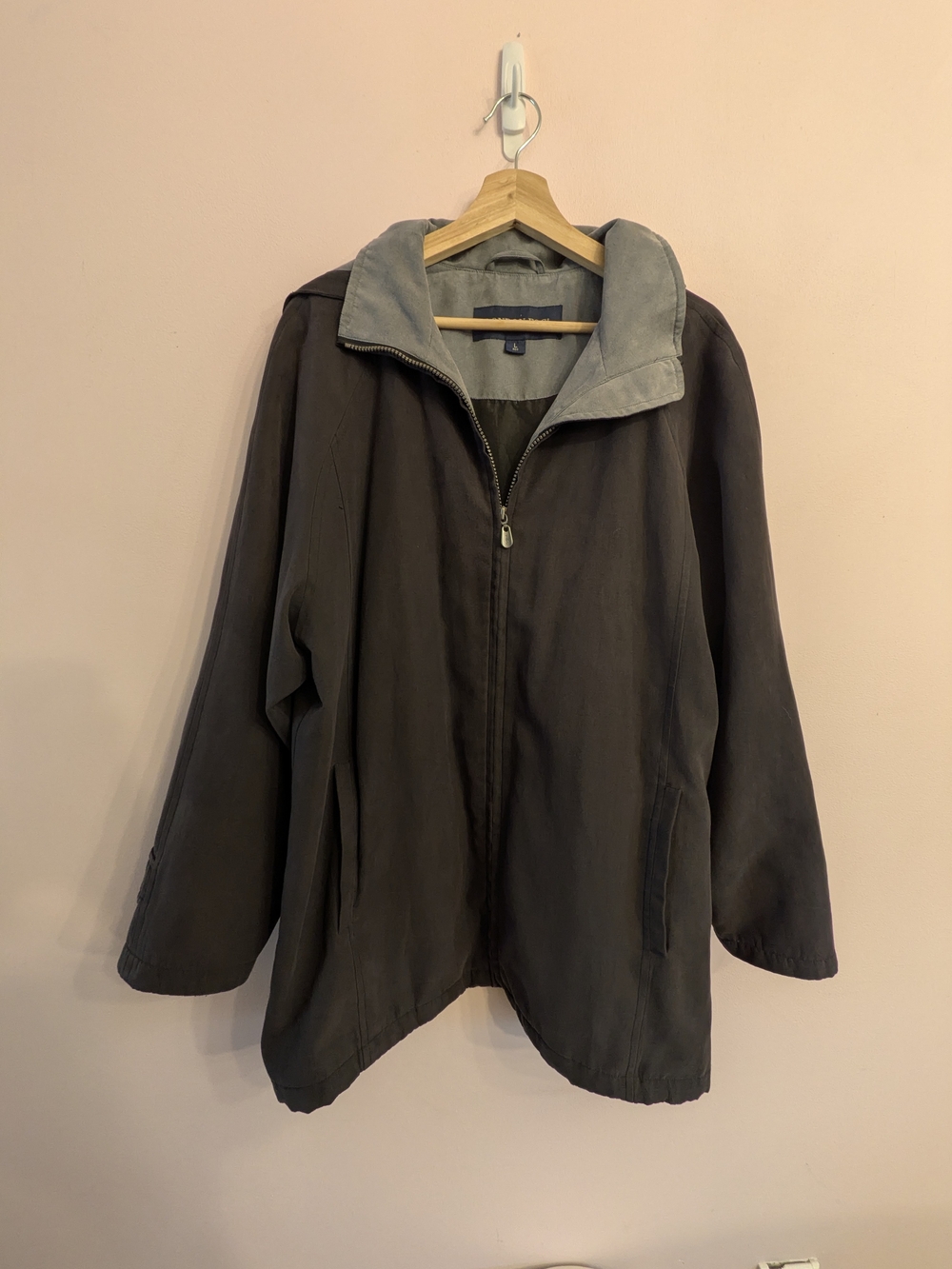 London Fog Slate Grey Casual Zip-Front Jacket - Size Large